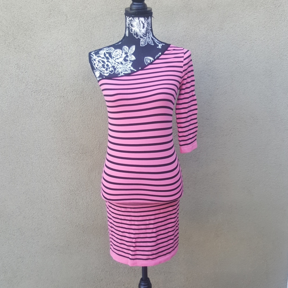 Bebe striped body con dress
